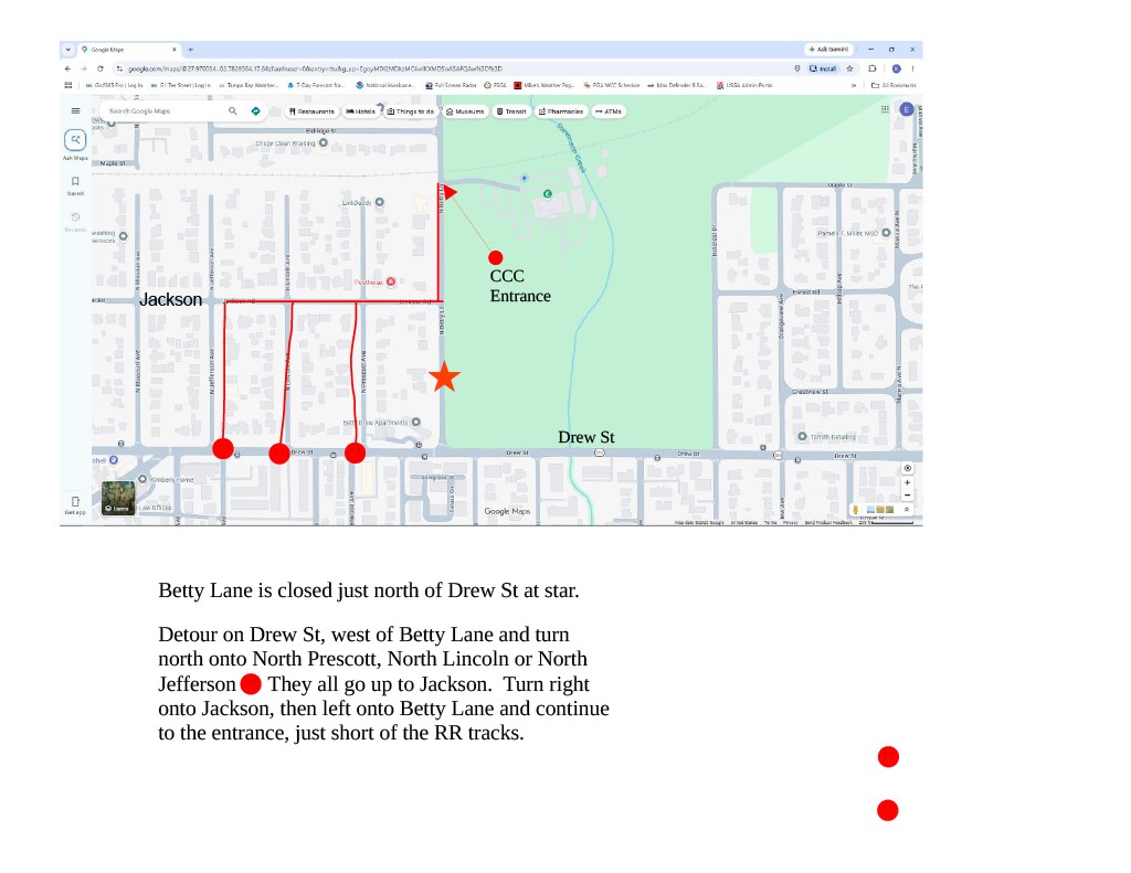 Detour map for Betty Lane closed